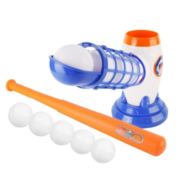 Joc de Baseball Interactiv, Lansator Cyrax, Aruncare Automata, Include Bata si 5 Mingii, 37 x 23 x 16 cm Baza, 59 cm Bata, Multicolor