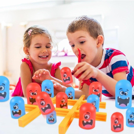 Joc Interactiv, Cyrax, Tic Tac Toe Gobble, din Plastic, +3 Ani, 18 Piese, 21.5 x 4 x 10 cm, Albastru/Rosu