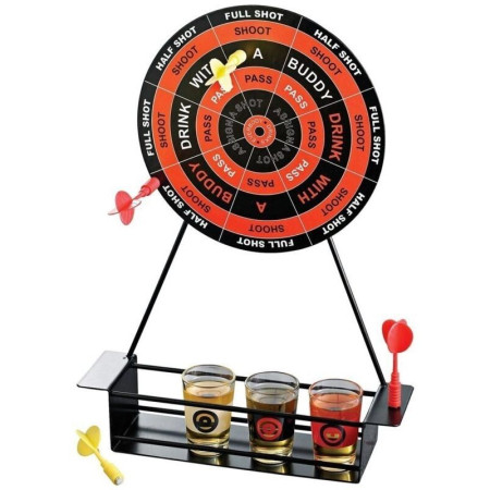 Joc de Baut Darts Cyrax, 4 Sageti si Pahare de Shot Incluse, pentru petreceri si timp liber, 30 x 20 x 6.5 cm, multicolor