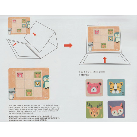 Cyrax Joc educativ Sudoku cu tablita magnetica, 32 de piese, cartonase cu animale, Verde
