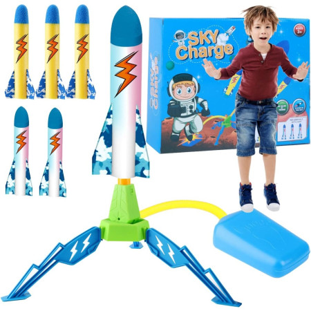 Jucarie pentru Copii, Cyrax, Lansator de Rachete cu Piciorul, un Singur Lansator, 6 Rachete Fara Lumini, 40.5 cm Inaltime, Multicolor