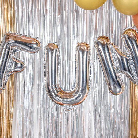 Balon Folie Metalizata Litera U, Cyrax, 40 cm, Umflati cu Heliu sau Aer, Ambalaj Individual, Pai inclus, Argintiu