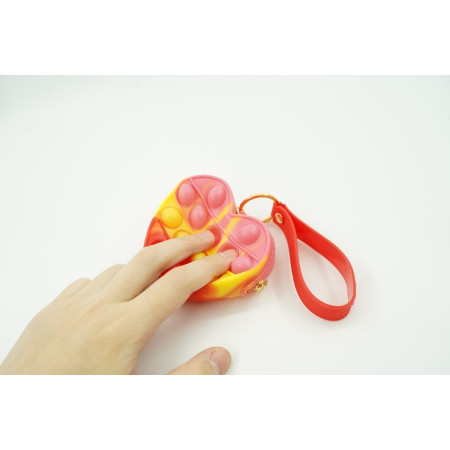 Jucarie antistres din silicon, Cyrax, Pop It Now and Flip It, Portofel inima, Rosu/Galben
