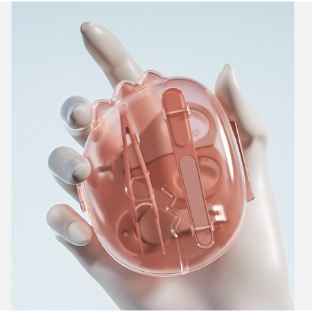 Set 4in1 de Ingrijire Unghii pentru Bebelusi, Cyrax, Cutie de Depozitare Dinozaur Transparent, 0-6 Ani, 11.5 x 9 x 3 cm, Roz