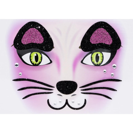Sticker Temporar pentru Fata, Cyrax, pentru Machiaj, Face Art, Halloween, Teatru, Model Pisica, Mov