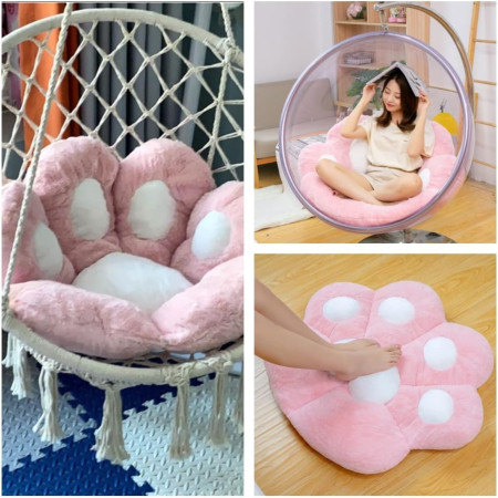 Perna Decorativa,  Model Laba de Pisica, din Plus, pentru Scaun/Canapea/Podea, 80 x 70 cm, Roz