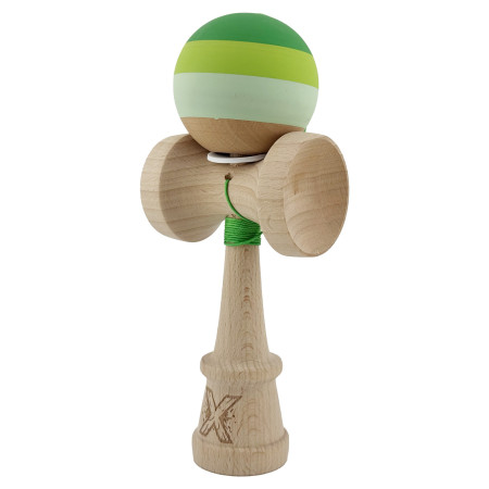 Kendama X Originala, Profesionala, Cyrax, Rubber Grip, Cupe Mari KING SIZE V3, Gaura in Baza, Rulment Metalic, din lemn 18 cm, Ata 62/65 cm, Special Verde degrade