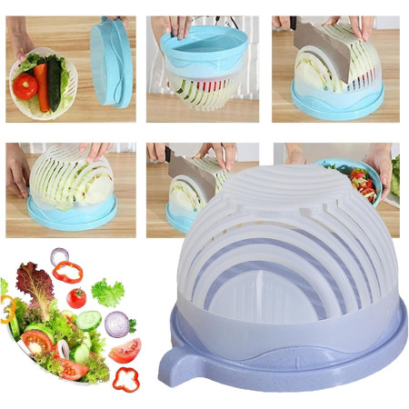 Bol Feliator pentru Salata, Cyrax, Castron Multifunctional pentru Legume si Fructe, pentru Spalat si Taiat Legumele, cu Scurgere si Tocator, Ergonomic, Protectie pentru Maini, 21x18.5x11.5 cm, Mov