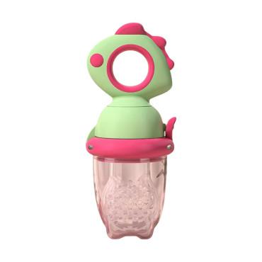 Suzeta pentru Fructe, Cyrax, pentru Bebelusi, din Silicon Alimentar, +4 Luni, 2 mm Grosime Gauri Tetina, 12.4 x 5.1 x 4.7 cm, Verde/Fucsia