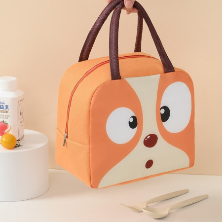 Geantă Frigorifică, Cyrax, cu Desene Animat, Portabilă pentru Copii, de Prânz, din Pânză Oxford, 22x14x19 cm, Model Catelus, Maro