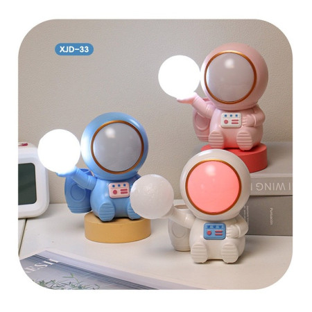 Lampa de Veghe 2in1, Cyrax, Lampa, Ascutitoare si Spatiu Depozitare, Model Astronaut, Incarcare USB, din ABS, 12 x 7 x 11 cm, Lumina Led, Multicolor