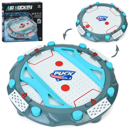 Masa Air Hockey, Cyrax, cu Tabela de Scor, 2 Pucuri, Fara Picioare, din ABS, pentru Adulti/Copii +5 Ani, 35.5 x 7.8 x 35.5 cm, Gri