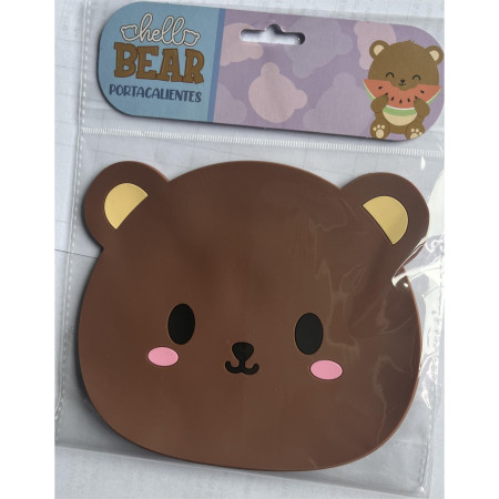 Suport pentru Pahar, Cyrax, Model Urs, din PVC, 15.5 x 15.5 cm, Rezistent la Caldura, Maro