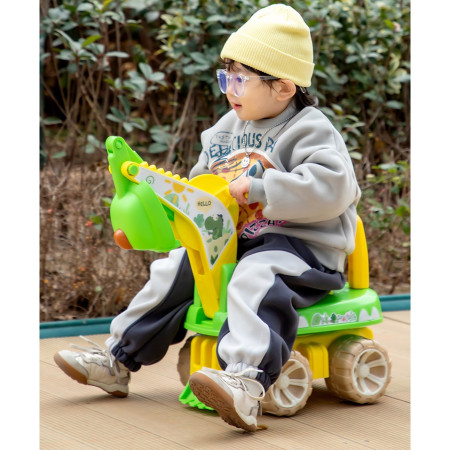 Excavator pentru Copii, Cyrax, 1-3 Ani, Greutate Portanta 30 kg, Muzica si Lumini, Rotatie 360 Grade, 45 x 31 x 35 cm, 4 Roti, Verde