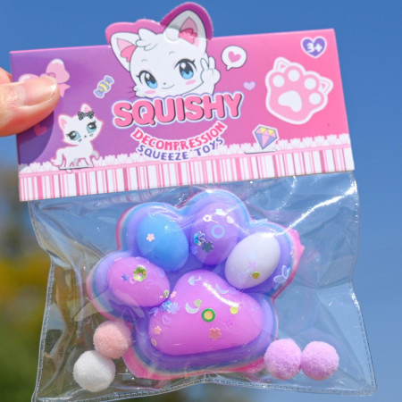 Jucarie Antistres Squishy, Cyrax, Labuta de Pisica Squeeze Toys, cu Revenire Lenta, 7.5 cm, Model 270516, Multicolor