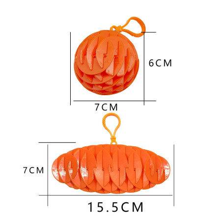 Jucarie Worm Fidget de Decompresie, Cyrax, Anti Stres, Dimensiune Compacta 6 cm, Dimensiune Extinsa 15.5 cm, Portocaliu