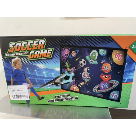 Set de Fotbal Cyrax, Joc Recreativ pentru Copii, Minge cu Scai, Poarta din Material Textil, 150 x 100 cm, Multicolor