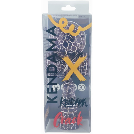 Kendama X Originala, Profesionala, Cyrax, Kendama Cracked, din Lemn – 18 cm, Crack Albastru inchis/Gri