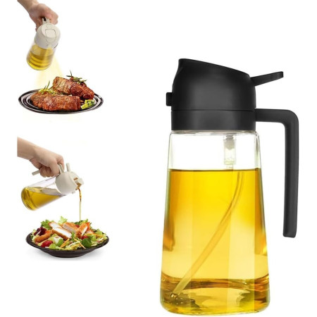 Recipient Ulei, Cyrax, 2in1, Functie Spray/Turnare, din Sticla, 470 ml, Fara Scurgere, Negru