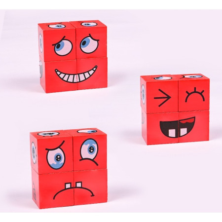 Jucarie Pentru Copii Montessori Cyrax, Cub din Lemn, Asamblare Fete, 64 de Carti Distractive, pentru Baieti si Fete, Varsta +3 ani, Educativ, Cutie din Aluminiu, 13.5 x 4 x 9 cm, multicolor