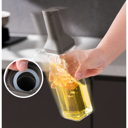 Dispenser pentru Ulei, Cyrax, Deschidere si Inchidere Automata a Rezervorul, cu Inductie Gravitationala, 500 ml, 29.5x6x6 cm, Gri