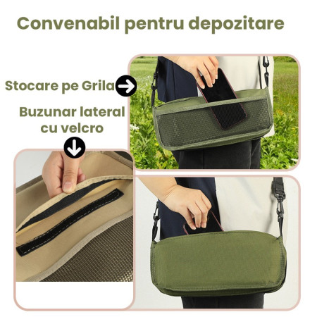 Scaun Taburet Pliabil pentru Camping,  pentru Adulti, Scaun Portabil, Pescuit, din Panza Oxford si Cadru Metalic, Mic 26 x 24 x 24 cm, Verde