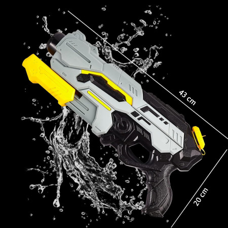 Pistol cu Apa de Inalta Presiune pentru Copii, Cyrax, Jucarie Pistol cu Apa, Capacitate 1.5 L, 43 x 20 x 4 cm, Petrecerile de Vara, 4-12 Ani, Negru Gri