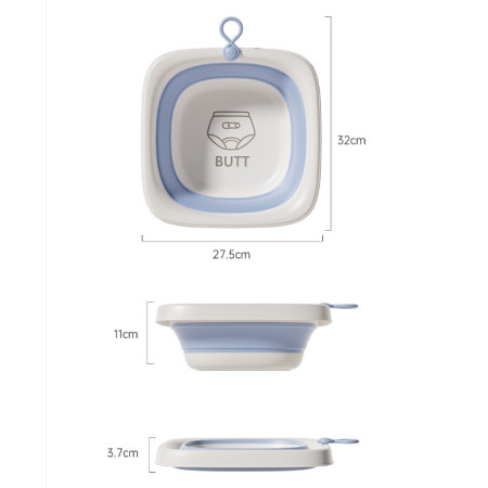 Cada Pliabila pentru Baie pentru Copii, Cyrax, Cadita pentru Bebelusi, Model Patrat pentru Fundulet, Albastru, 32x27.5x3.7 cm, 4 L