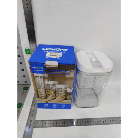 Cutie de Depozitare Alimente, Cyrax, Cutie pentru Bucatarie, Cutie pentru Condimente, din PET ABS Silicon, 12.5 x 12.5 x 21.5 cm, 534 g, 2L, Transparent alb