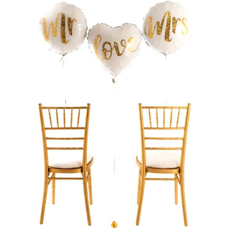 Balon din Folie Metalizata, Cyrax, Figurina Cerc, Model MR, Tematica Nunta, 45 cm, Ambalaj Individual, Pai Inclus, Umflare cu Aer sau Heliu, Alb