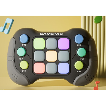 Jucarie Interactiva Cyrax, Tip Consola Pop It, 6 butoane functionale, 5 Moduri de Joc, 600 Niveluri, +3 ani, Gri/Negru