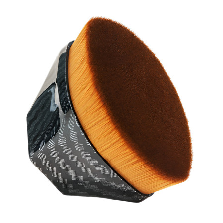 Pensula kabuki plata pentru fond de ten, Cyrax, negru 6x3.8x4.2 cm, Cutie Protectie