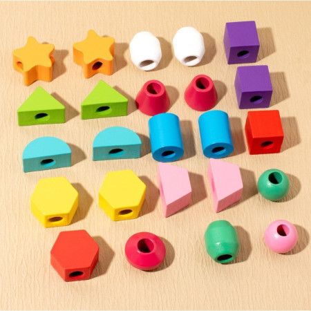 Jucarie Montessori de Sortat, Cyrax, din Lemn, Forme Geometrice,+3 Ani, 25 de Piese, 21.5 x 16 x 3 cm, Multicolor