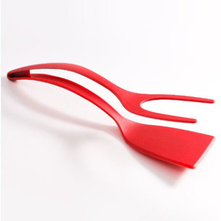 Spatula Multifunctionala tip Cleste, Cyrax, Spatula Cleste pentru Gatit, Silicon PP, pentru Alimente, Carne, Paine, 31 x 8.5 cm Rosu