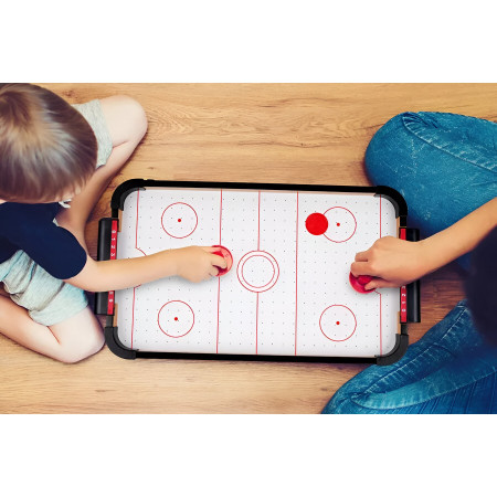 Masa Air Hockey Graffiti fara Picioare, Cyrax, Lemn, 2 Pucuri, Tabela Scor, 2 Impingatoare, 57x31x9.5 cm, Maro