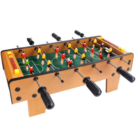 Masa de fotbal cu teren si 18 jucatori Cyrax, 6 manere, cu tablou pentru scor, din metal, lemn si ABS, 50 x 25 x 18 cm, cu picioare, pentru copii/adulti
