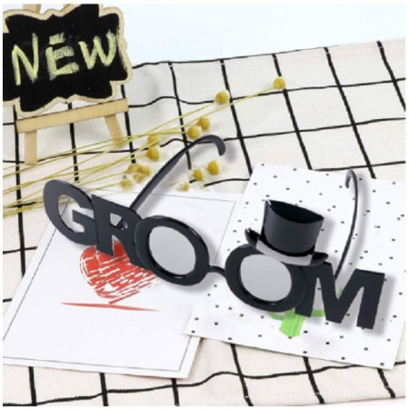 Ochelarii Decorativi, Cyrax, Tema Nunta, Model Groom (Ginere), din Plastic, Negru