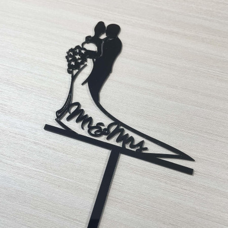 Topper Tort, Cyrax, Model 1 Mr&Mrs,  17.5 x 11 cm, Negru