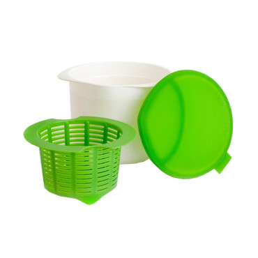 Recipient pentru Preparat Branza, Cyrax, Capac de Silicon, Cheese Maker din Plastic, Strecuratoare, 17x14.5x12.8 cm, Verde