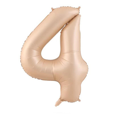 Balon din Folie Metalizata, Cyrax, Figurina Cifra, Model 4, Tema Aniversare 100 cm, Ambalaj Individual, Pai Inclus, Umflare cu Aer sau Heliu, Crem