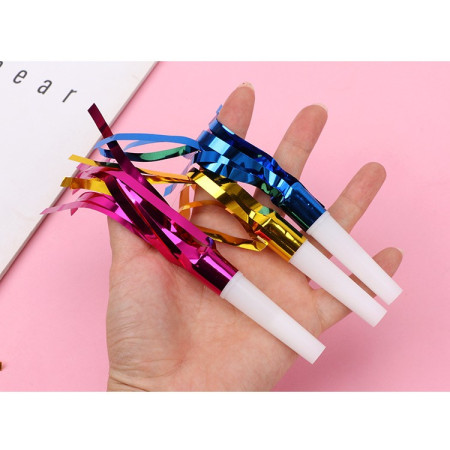 Set 6 Fluiere Party cu Franjuri, Cyrax, din Plastic, Multicolor