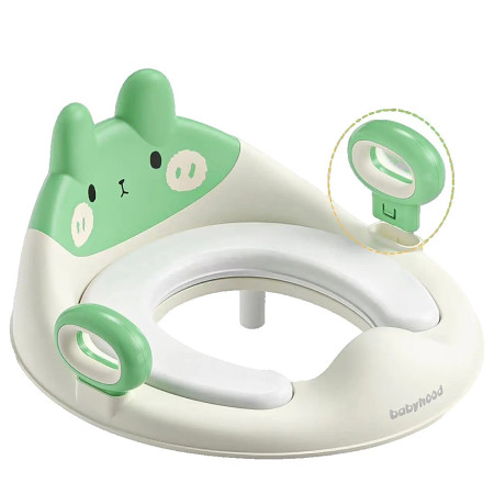 Capac WC cu Reductie, Cyrax, pentru Copii, cu Manere, Model Ursulet, Plastic Durabil, Verde