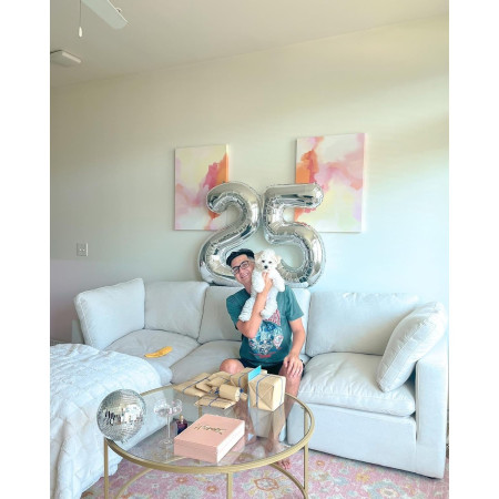 Balon din Folie Metalizata, Cyrax, Figurina Cifra, Tema Aniversare 100 cm, Ambalaj Individual, Pai inclus, Umflare cu Aer sau Heliu, Argintiu, Cifra 5