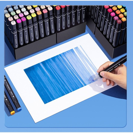 Set 30 Markere, Cyrax, pe Baza de Ulei, Dublu Capat, Subtire 1mm si Gros 6 mm, Geanta Depozitare, 15 cm, Multicolor