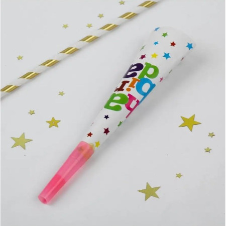 Set 6 Suflatori, Cyrax, Colectia Happy Birthday, 20 cm, din Carton, Multicolor