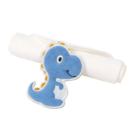 Prosop Absorbant, Cyrax, din Bumbac, pentru Bebelusi, 19x28 cm, Model Dinozaur, Alb