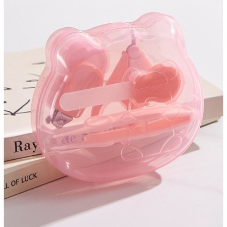 Set Ingrijire Unghii pentru Bebelusi, Cyrax, Cutie de Depozitare in Forma de Ursulet, 10 x 9.5 cm, Roz