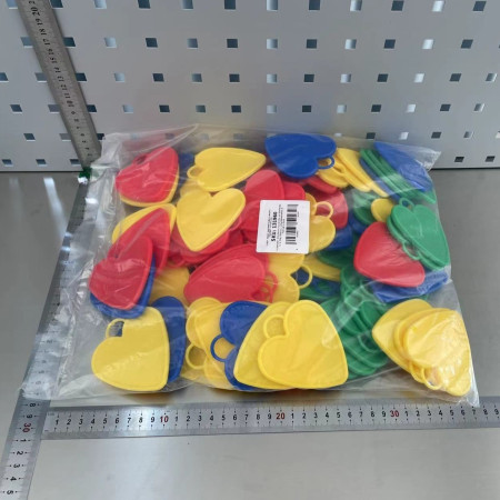 Set 4 Greutati pentru Baloanele cu Heliu, Cyrax, 60 grame, 15 grame fiecare, Plastic, Forma Inima, Multicolor