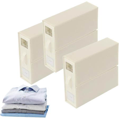 Cutie Depozitare Lenjerii de Pat,  Pliabila, Capacitate 18l, 38x33x12 cm, din Panza Oxford cu PP Incorporat, Fereastra Vizibila, Alb Ivoir