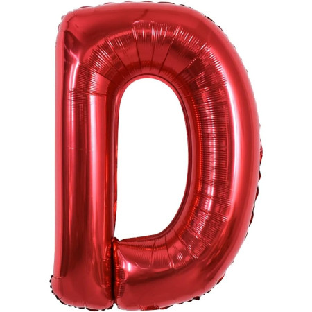 Balon Folie Metalizata Litera D, Cyrax, 40 cm, Umflati cu Heliu sau Aer, Ambalaj Individual, Pai inclus, Rosu